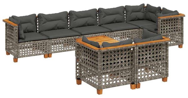 VidaXL Polyrattan Kerti Ülőgarnitúra - 9 részes - Szürke