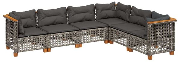 Polyrattan Kerti Ülőgarnitúra - 6 Részes Szett - Szürke