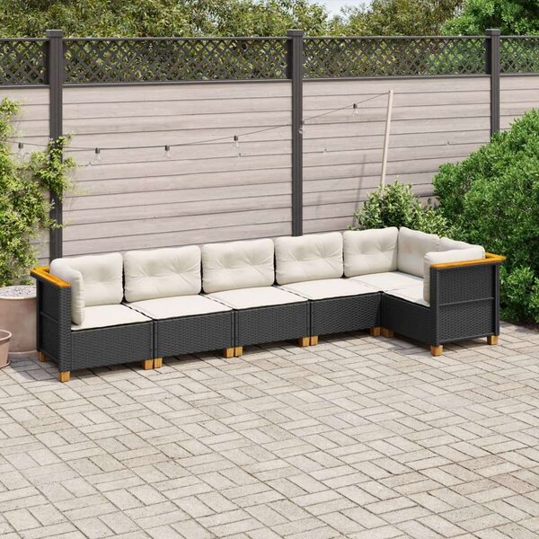 VidaXL Polyrattan Kerti Ülőgarnitúra - 6 részes - Fekete