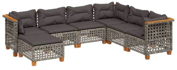 Polyrattan Kerti Ülőgarnitúra - 7 részes - Szürke