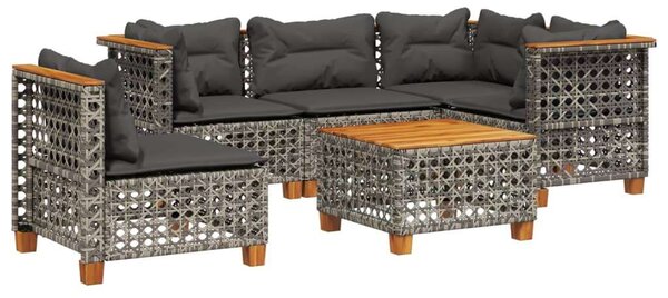 Polyrattan Kerti Ülőgarnitúra - 6 Részes - Szürke