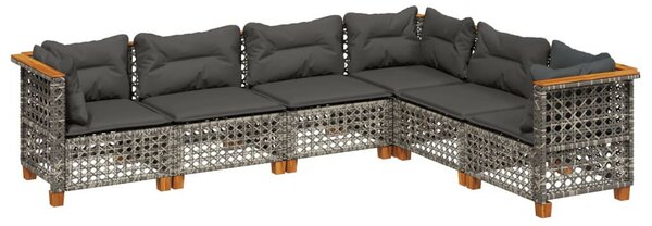 Polyrattan Kerti Ülőgarnitúra - 6 Részes Szett - Szürke