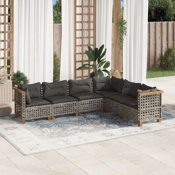 Polyrattan Kerti Ülőgarnitúra - 6 Részes Szett - Szürke