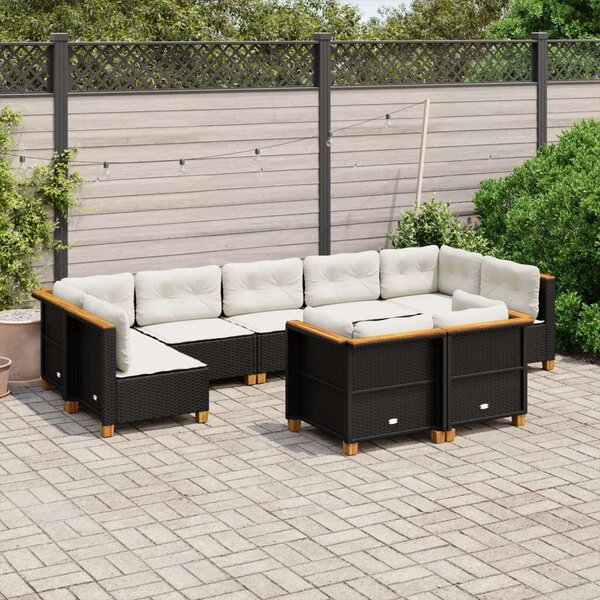 VidaXL Polyrattan Kerti Ülőgarnitúra - 9 részes - Fekete