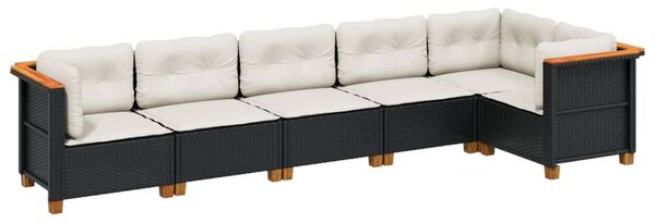 VidaXL Polyrattan Kerti Ülőgarnitúra - 6 részes - Fekete