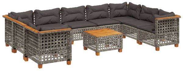 VidaXL Polyrattan Kerti Ülőgarnitúra - 10 részes - Szürke