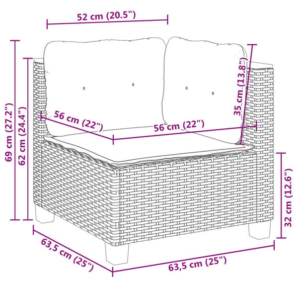 VidaXL Polyrattan Kerti Ülőgarnitúra - 9 részes - Fekete