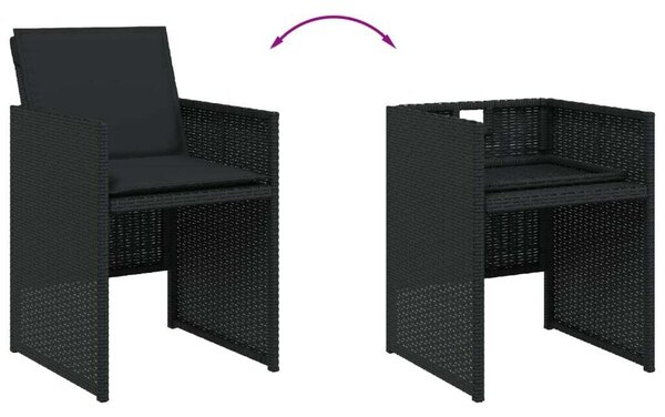 VidaXL Polyrattan Kerti Étkezőgarnitúra - 17 részes - Fekete