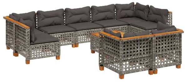 VidaXL Polyrattan Kerti Ülőgarnitúra - 10 részes - Szürke