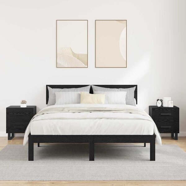 VidaXL Éjjeliszekrény 2 pcs Fekete tölgy 40 x 35 x 47,5 cm Faanyag