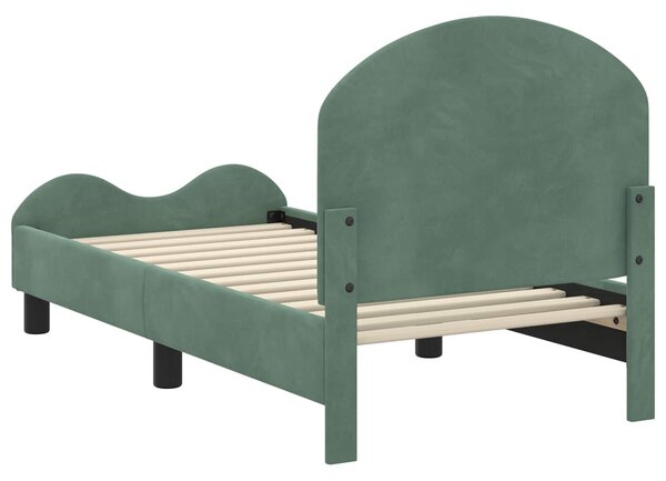 VidaXL Gyerekágy keret fejtámlával Tengeri Zöld 70 x 140 cm Bársony