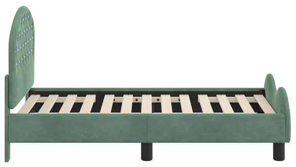 VidaXL Gyerekágy keret fejtámlával Tengeri Zöld 70 x 140 cm Bársony