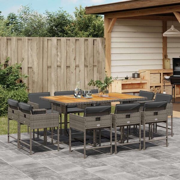 VidaXL 11 részes szürke polyrattan kerti ülőgarnitúra párnákkal