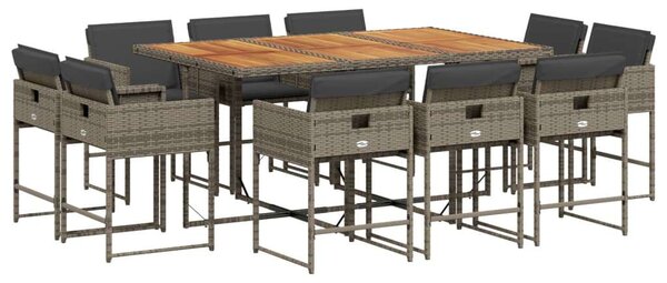 VidaXL 11 részes szürke polyrattan kerti ülőgarnitúra párnákkal