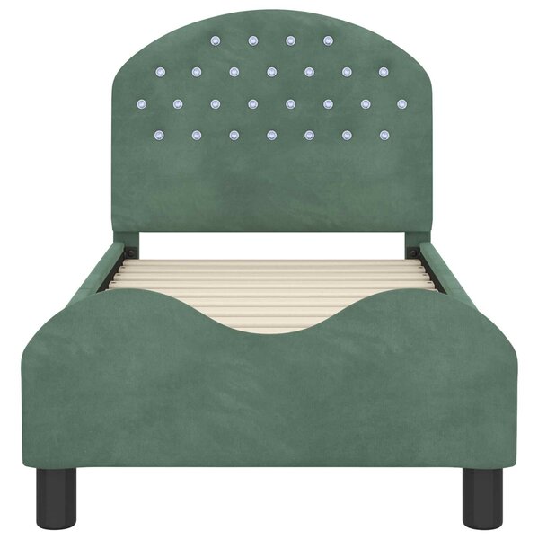 VidaXL Gyerekágy keret fejtámlával Tengeri Zöld 70 x 140 cm Bársony