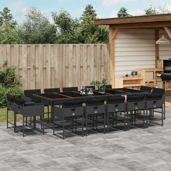 VidaXL - 15 Fős Kerti Étkezőgarnitúra - Polyrattan - Fekete