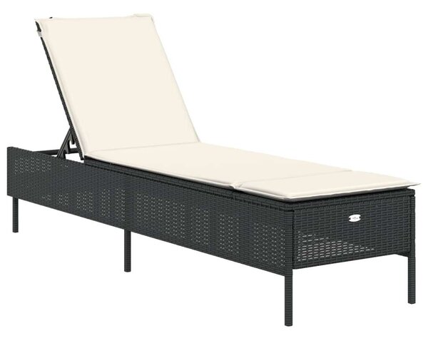 VidaXL Napozóágy - Fekete Polyrattan - 198cm