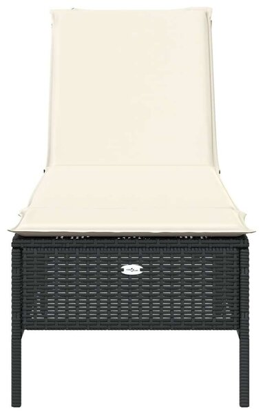 VidaXL Napozóágy - Fekete Polyrattan - 198cm