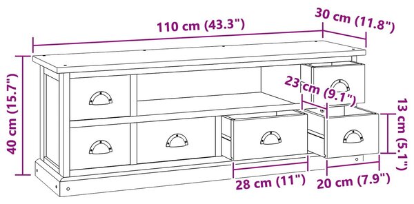 VidaXL TV állvány fiókkal Természetes 110 x 30 x 40 cm Tömör Teakfa