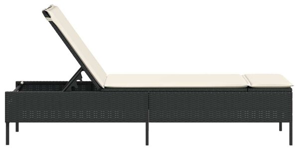 VidaXL Napozóágy - Fekete Polyrattan - 198cm