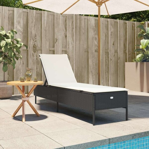 VidaXL Napozóágy - Fekete Polyrattan - 198cm
