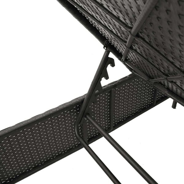 VidaXL Napozóágy - Fekete Polyrattan - 198cm