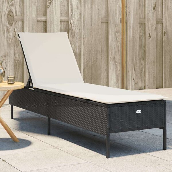 VidaXL Napozóágy - Fekete Polyrattan - 198cm
