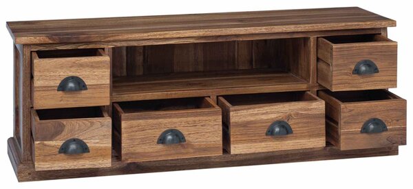 VidaXL TV állvány fiókkal Természetes 110 x 30 x 40 cm Tömör Teakfa