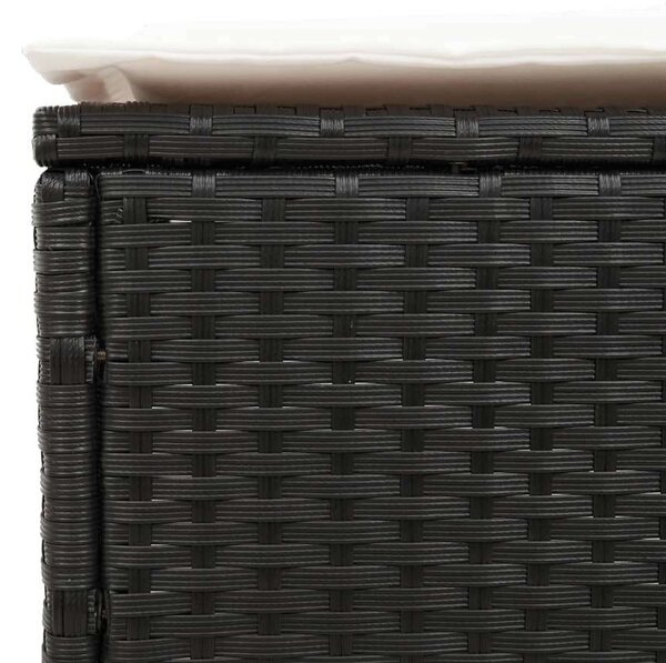 VidaXL Napozóágy - Fekete Polyrattan - 198cm