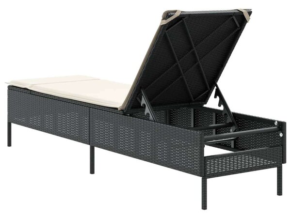 VidaXL Napozóágy - Fekete Polyrattan - 198cm