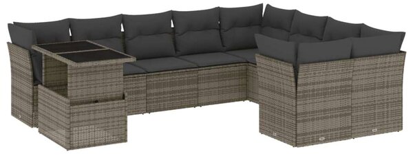 VidaXL Polyrattan Kerti Ülőgarnitúra - 10 részes - Szürke