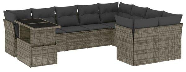 VidaXL Polyrattan Kerti Ülőgarnitúra - 10 részes - Szürke