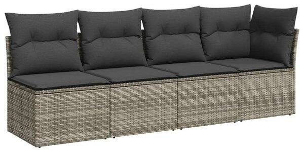 VidaXL 7 részes szürke polyrattan kerti ülőgarnitúra párnákkal