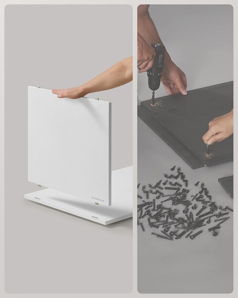 Moduláris polc 9 rekesszel és 6 fiókkal, forgácslap és MDF, 83x27x92 cm, fehér