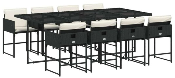 VidaXL Polyrattan Kerti Étkezőgarnitúra - 9 részes - Fekete