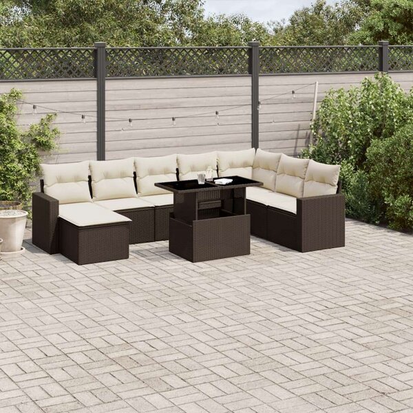 VidaXL Polyrattan Kerti Ülőgarnitúra - 9 részes - Barna