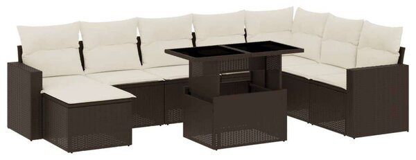 VidaXL Polyrattan Kerti Ülőgarnitúra - 9 részes - Barna
