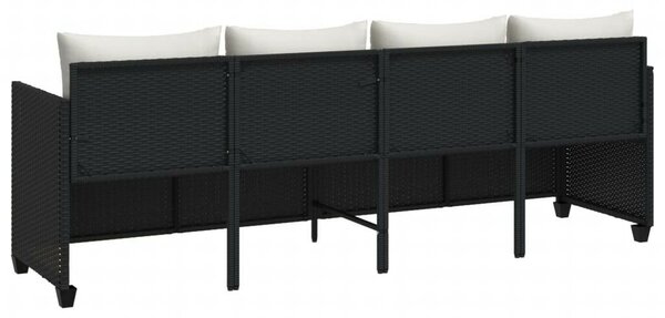 VidaXL fekete polyrattan napozóágy párnával