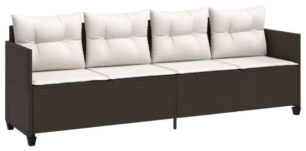 VidaXL barna polyrattan napozóágy párnával