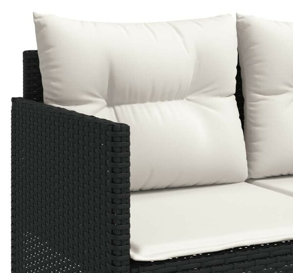 VidaXL fekete polyrattan napozóágy párnával