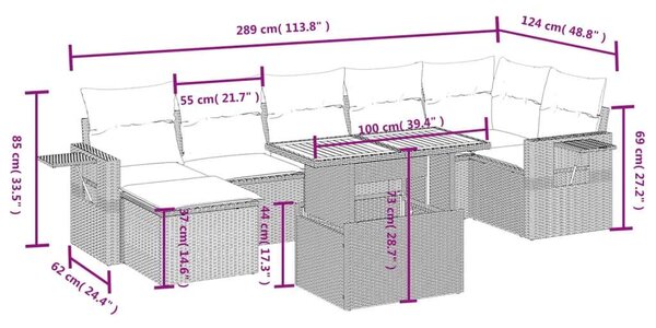 VidaXL Polyrattan Kerti Ülőgarnitúra - 8 részes - Bézs