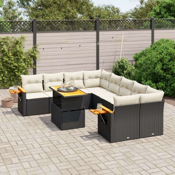 VidaXL Polyrattan Kerti Ülőgarnitúra - 9 részes - Fekete