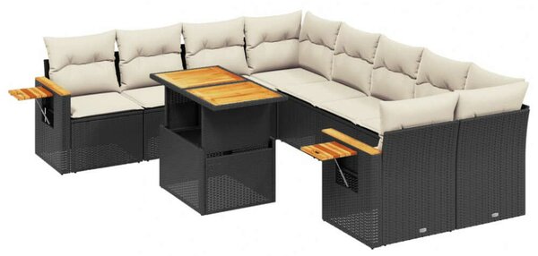 VidaXL Polyrattan Kerti Ülőgarnitúra - 9 részes - Fekete