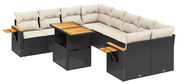 VidaXL Polyrattan Kerti Ülőgarnitúra - 9 részes - Fekete