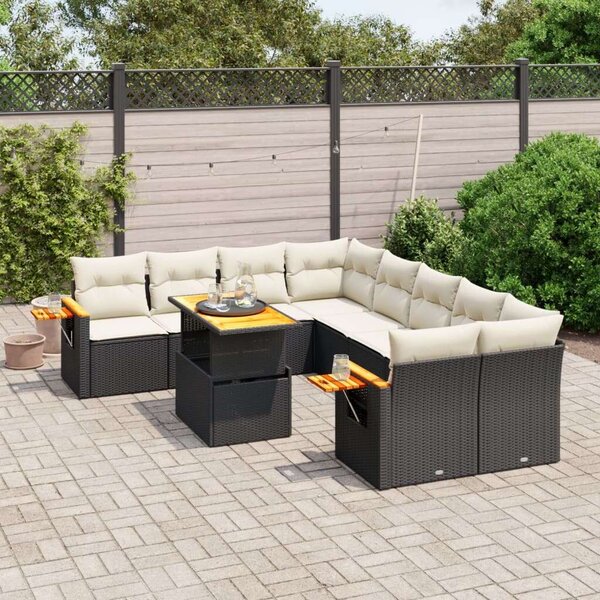 VidaXL Polyrattan Kerti Ülőgarnitúra - 9 részes - Fekete