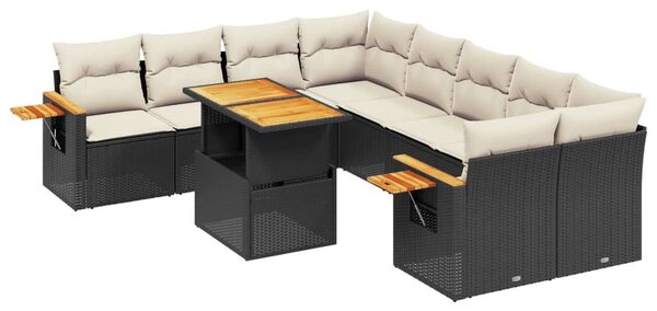 VidaXL Polyrattan Kerti Ülőgarnitúra - 9 részes - Fekete