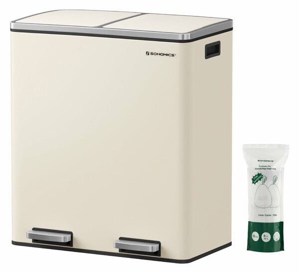 SONGMICS dupla szemetes, 2x30l, krémszínű