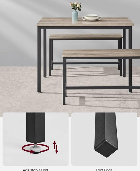 Étkezőasztal 2 paddal, ipari design, 110x70x75 cm, Sonoma tölgy