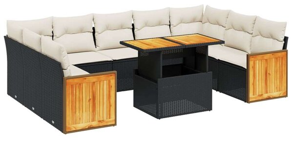 VidaXL Polyrattan Kerti Ülőgarnitúra - 10 részes - Fekete
