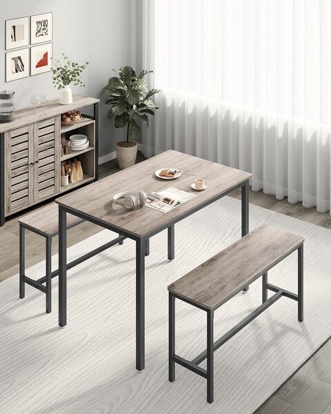 Étkezőasztal 2 paddal, ipari design, 110x70x75 cm, Sonoma tölgy